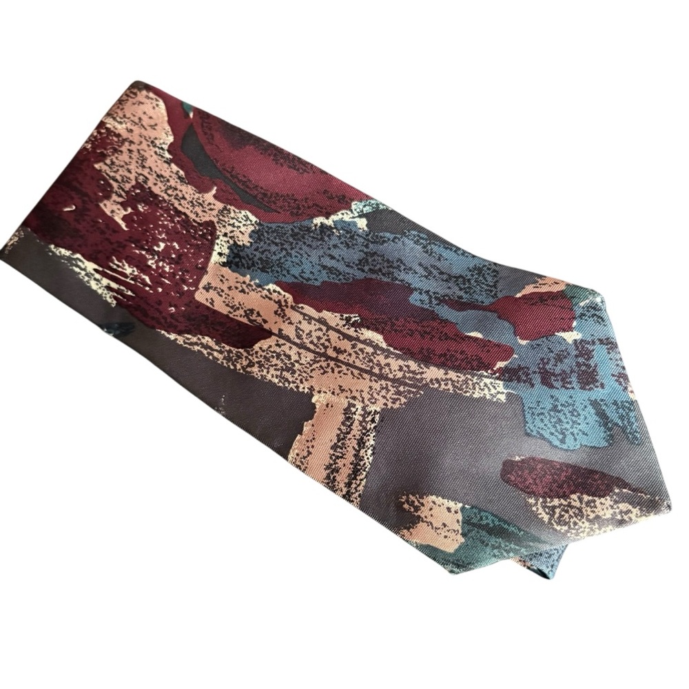 Men's Zylos George Machado Multicolor Abstract Tie 100% Italian Silk As Is Read